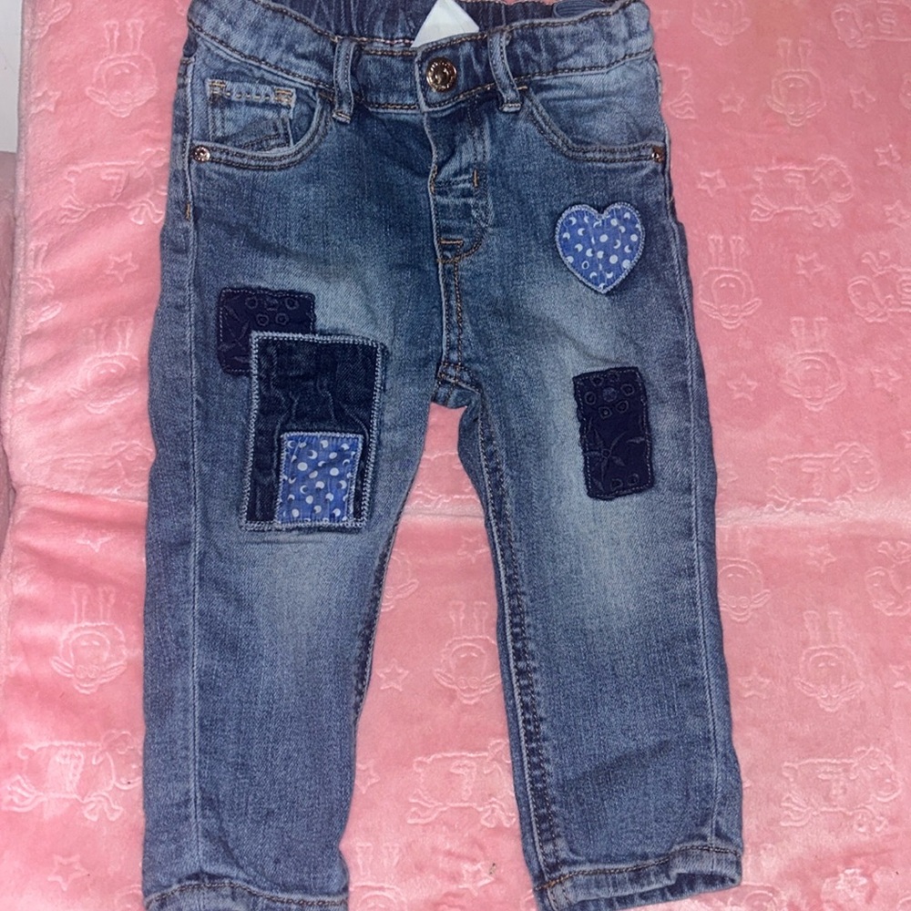 Medium Wash Patch Jeans